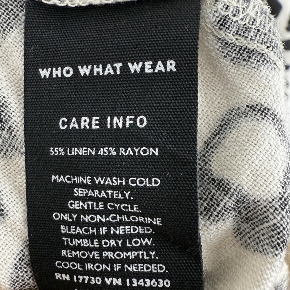 Who What Wear Linen Blend Dress XXL Black White Animal Print Pockets Modest - Picture 10 of 11